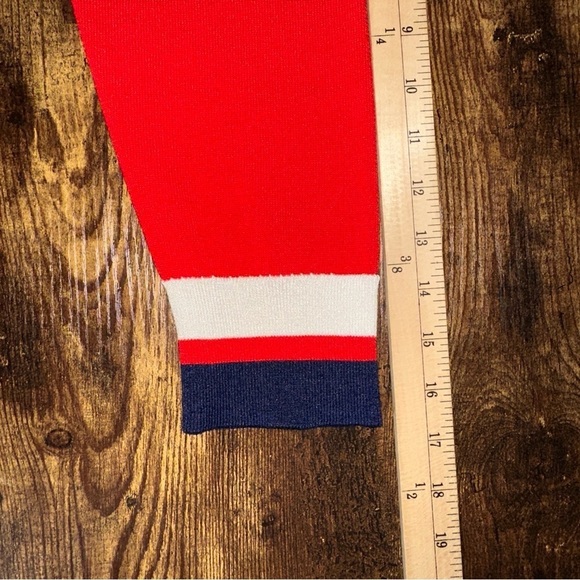 Anne Klein Sweater Womens 1X Red Poppy Combo Striped V-Neck Knit Old Money Retro - Picture 10 of 11